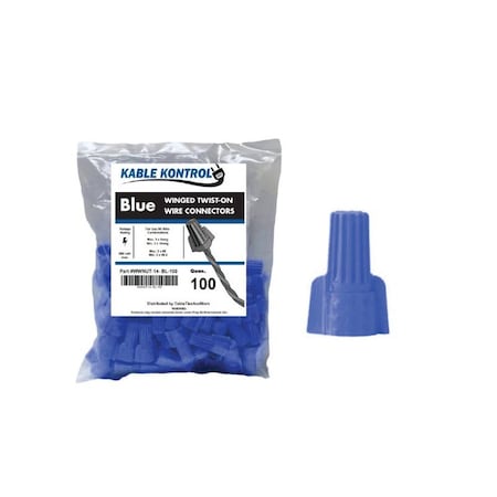 Kable Kontrol Twist-On Wire Connector, 8 AWG Max, 600 V, 100 PK WWNUT-14-BL-100